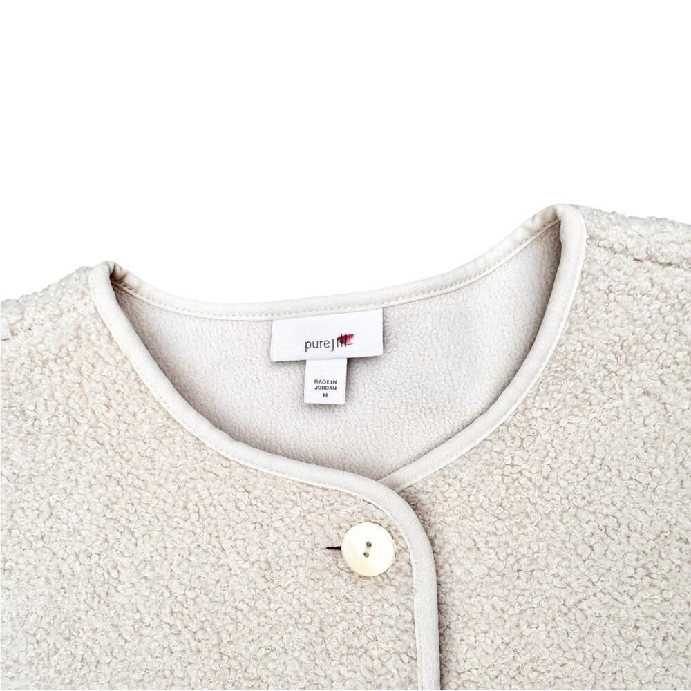 Pure Jill Ivory Sherpa Boucle Fleece Button Front Jacket Cottagecore Coastal - M